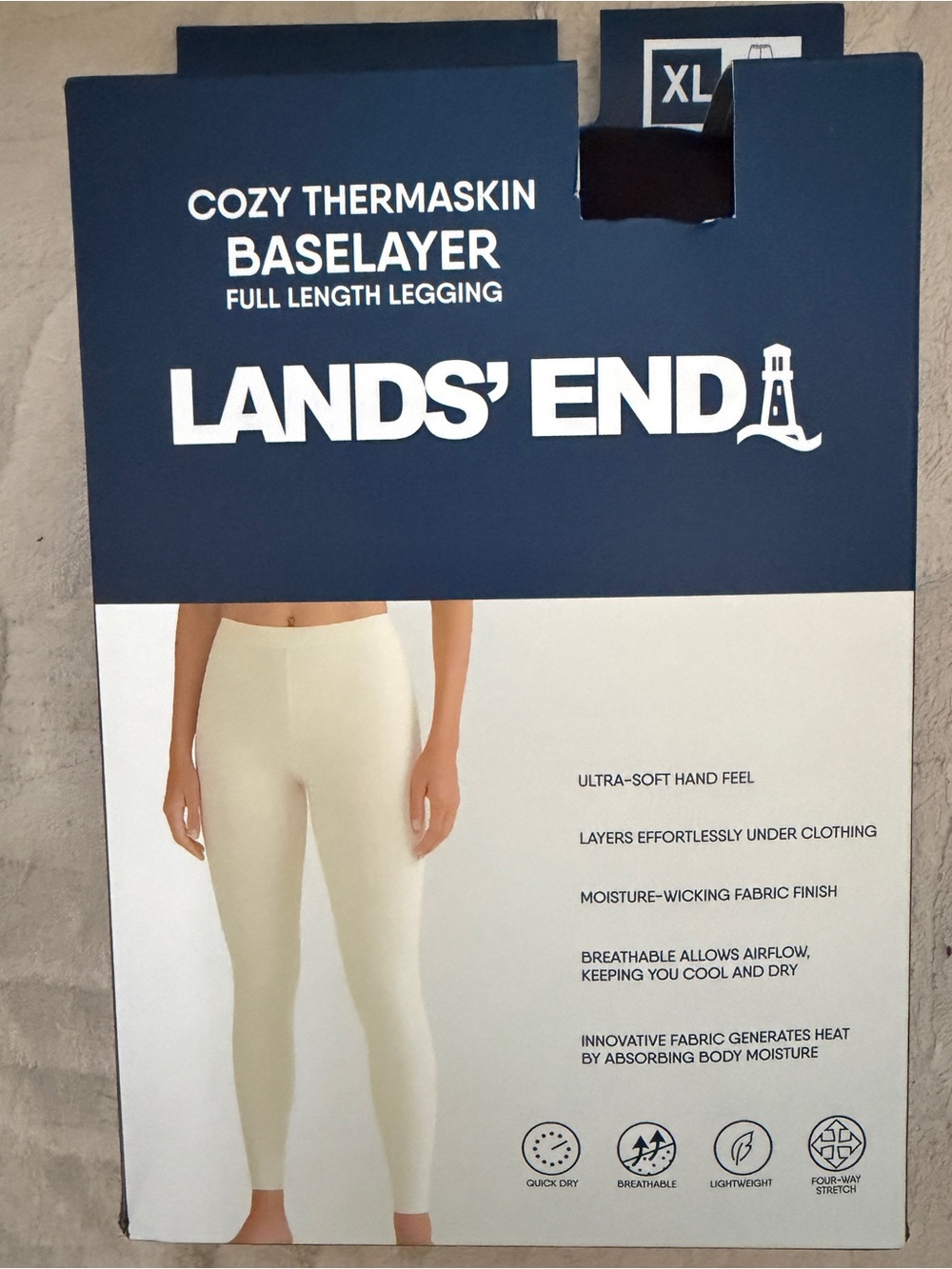 Lands' End Black Cozy Thermaskin Full-Length Leggings SZ:XLG